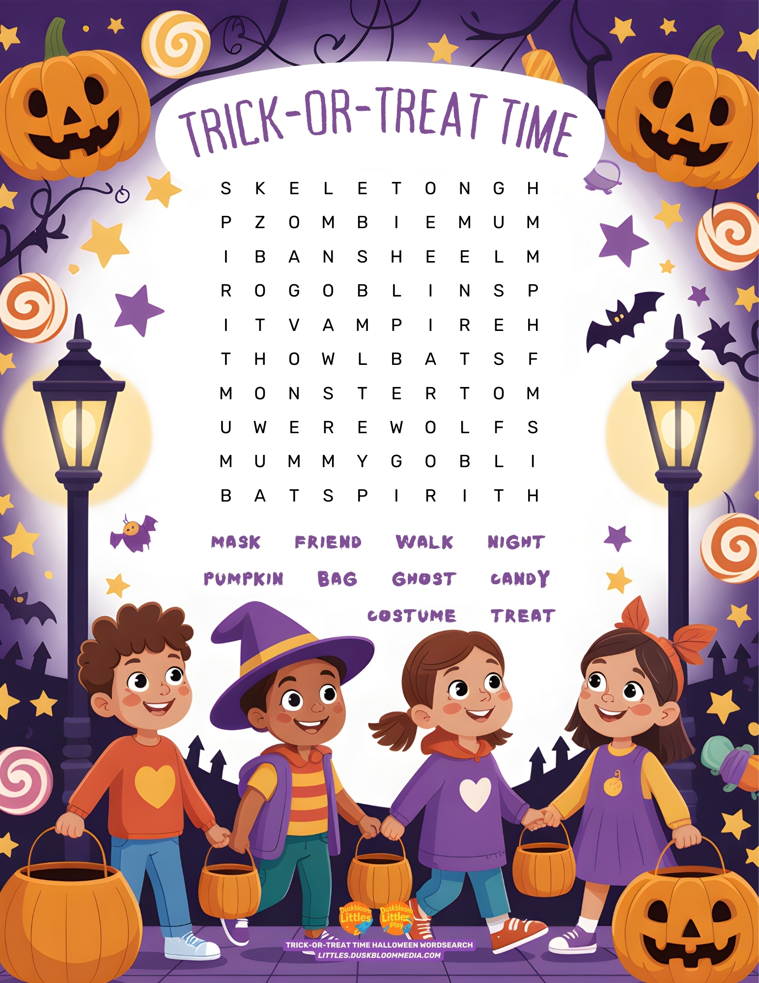 Trick-or-Treat Time Halloween Wordsearch